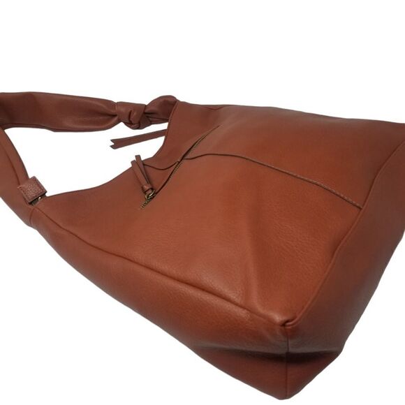 Brown Soft Faux Leather Shoulder Hobo Like Bag - Picture 1 of 13